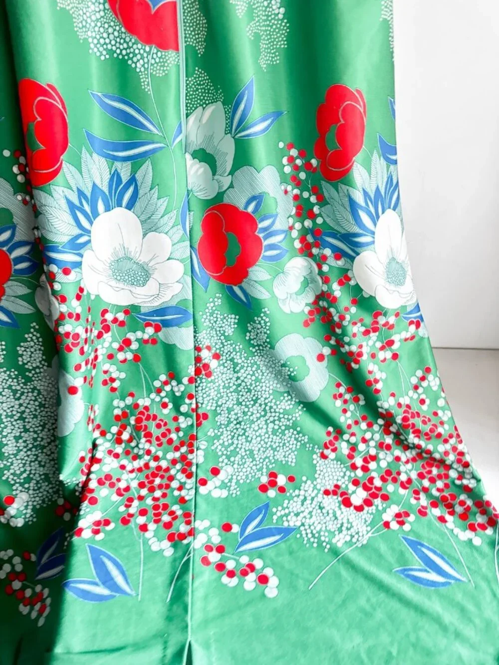 Vintage Princess Green Red Floral Colourful 70s Housedress XL - Picture 3 of 5